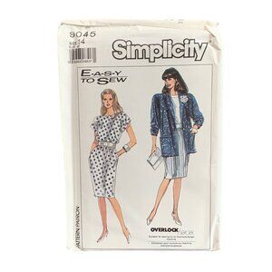 Simplicity 9045 Pattern Dress Size 14 Jacket & Dress 80s Fashionista